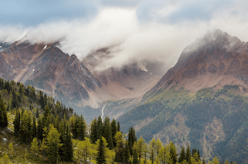 Photo of Canadian mountains. The country is home to 20% of the world's remaining wilderness.